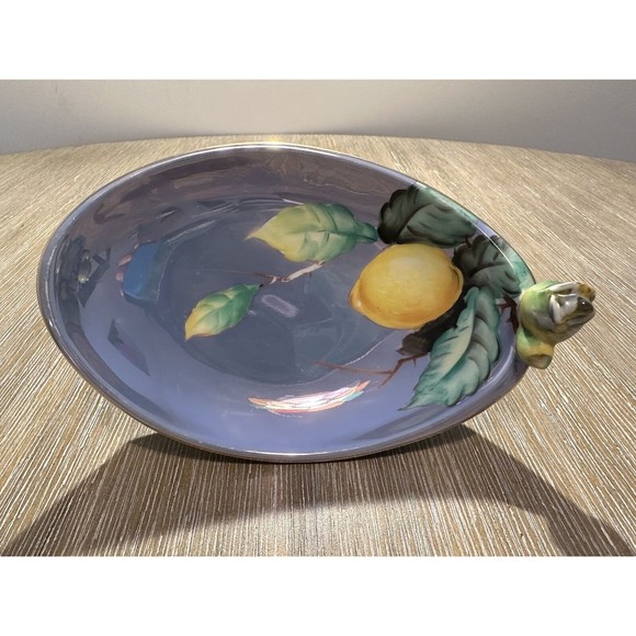 Rare Hand Painted Noritake Lusterware Lemon Design Art Nouveau Dish - Picture 1 of 12